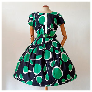 1950s - UNWORN! - Stunning Abstract German Cotton Dress - W28 (72cm)