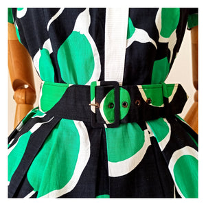 1950s - UNWORN! - Stunning Abstract German Cotton Dress - W28 (72cm)