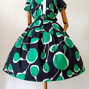 1950s - UNWORN! - Stunning Abstract German Cotton Dress - W28 (72cm)