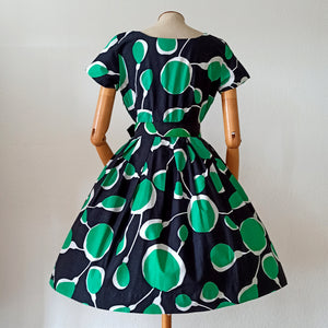 1950s - UNWORN! - Stunning Abstract German Cotton Dress - W28 (72cm)