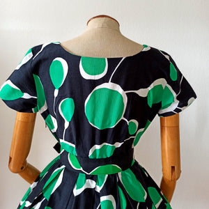 1950s - UNWORN! - Stunning Abstract German Cotton Dress - W28 (72cm)