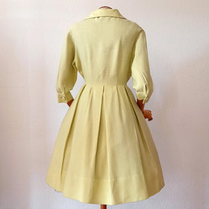 1950s - ANFEA, Switzerland - Outstanding Floral Raffia Ladybugs Linen Dress - W29 (74cm)