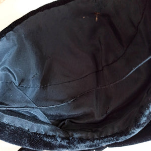 1950s - Elegant Black Velvet Half Hat