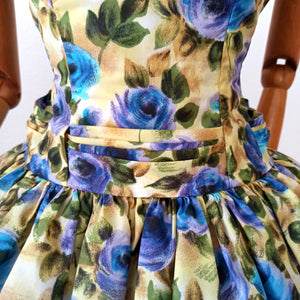 1950s 1960s - Spectacular Roseprint Dress - W28 (72cm)