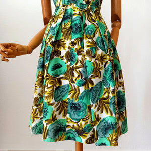 1950s - Stunning Floral Cold Rayon Dress - W27 (68.5cm)