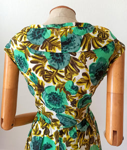 1950s - Stunning Floral Cold Rayon Dress - W27 (68.5cm)