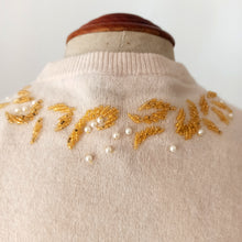 Load image into Gallery viewer, 1950s - IM.E. CO, Scotland - Spectacular Pearls &amp; Beads Wool Cardigan
