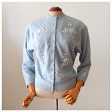 Load image into Gallery viewer, 1950s - TIMWEAR, Paris - Adorable Pearls Beads Wool Cardigan
