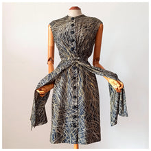 Load image into Gallery viewer, 1950s - Spectacular Black Gold Couture Silk Dress - W22 (58cm)
