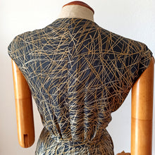 Load image into Gallery viewer, 1950s - Spectacular Black Gold Couture Silk Dress - W22 (58cm)
