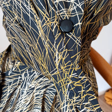 Load image into Gallery viewer, 1950s - Spectacular Black Gold Couture Silk Dress - W22 (58cm)
