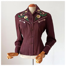 Carica l&#39;immagine nel visualizzatore di Gallery, 1940s - CONNIE SPORTSWEAR, USA - Precious Women&#39;s Western Shirt W31.5 (80cm)
