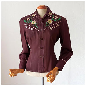 1940s - CONNIE SPORTSWEAR, USA - Precious Women's Western Shirt W31.5 (80cm)