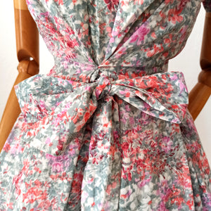 1950s - Sweet Floral Cotton Shawl Collar Dress  - W26 (66cm)