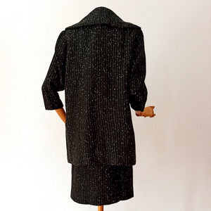 1950s 1960s - Outstanding Green Flecked Wool Dress Coat - W26 (66cm)