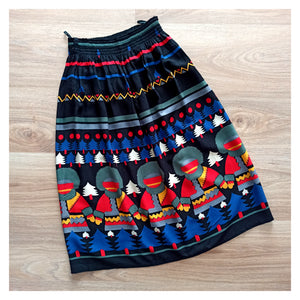 VTG does 1940s - Adorable Inuit Novelty Print Rayon Skirt - W24/39 (60/100cm)