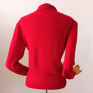 1950s - PRINGLE, Scotland - Stunning Red Cashmere Sweater