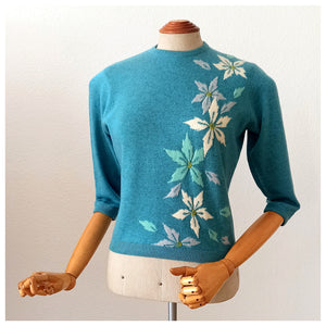 1950s - BALLANTYNE, Scotland - Precious Floral Cashmere Sweater