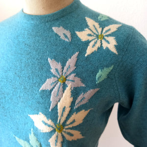 1950s - BALLANTYNE, Scotland - Precious Floral Cashmere Sweater