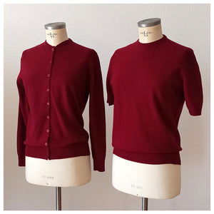 VTG Does 50s 60s - BRAEMAR, Scotland - Gorgeous Burgundy Wool Twin Set