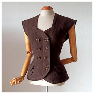 1940s - Gorgeous Brown Wool Vest - W33 (84cm)