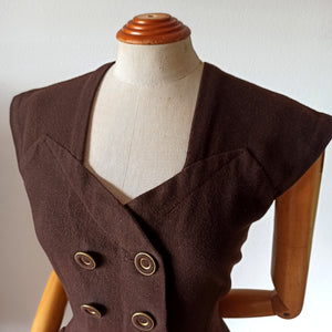 1940s - Gorgeous Brown Wool Vest - W33 (84cm)