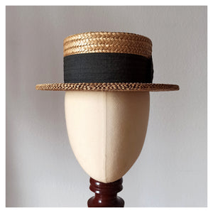 1910s 1920s - ABATI - Exquisite Pressed Straw Men Boater Hat