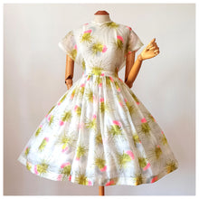 Load image into Gallery viewer, 1950s - Spectacular Neon Pink Flowers Dress - W29 (74cm)
