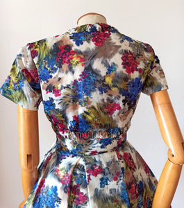 1950s 1960s - Stunning Floral Bolero Dress - W26 (66cm)