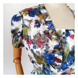 1950s 1960s - Stunning Floral Bolero Dress - W26 (66cm)