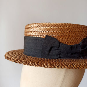 1910s 1920s - ABATI - Exquisite Pressed Straw Men Boater Hat