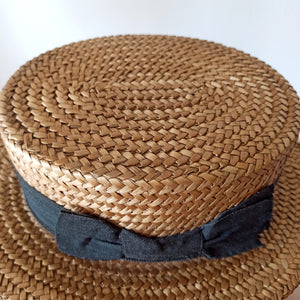 1910s 1920s - ABATI - Exquisite Pressed Straw Men Boater Hat