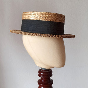 1910s 1920s - ABATI - Exquisite Pressed Straw Men Boater Hat