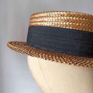 1910s 1920s - ABATI - Exquisite Pressed Straw Men Boater Hat