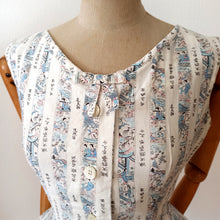 Load image into Gallery viewer, 1950s 1960s - Cute Japanese Print Cotton Dress - W30 (76cm)
