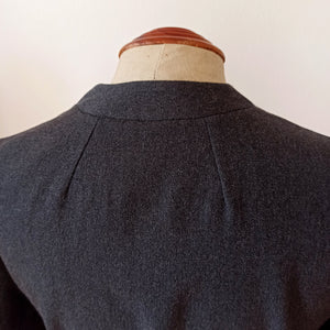 1950s - Superb Curvy Dark Grey Wool Dress - W31 (78cm)