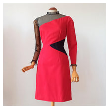 Load image into Gallery viewer, 1960s - Ultra-rare Stunning Color Block See-through Dress - W27.5 (70cm)
