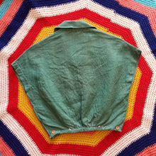 Laden Sie das Bild in den Galerie-Viewer, 1940s 1950s - Gorgeous Green Linen Cropped Top - W24 (62cm)
