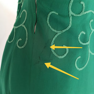 1950s - Spectacular Emerald Green Taffeta Dress - W27 (68cm)