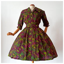 Load image into Gallery viewer, 1950s 1960s - Stunning Abstract Print Dress - W28.5 (72cm)
