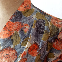 Load image into Gallery viewer, 1950s - Fabulous Abstract Floral Satin Dress - W30 (76cm)
