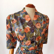 Load image into Gallery viewer, 1950s - Fabulous Abstract Floral Satin Dress - W30 (76cm)
