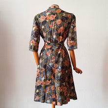 Load image into Gallery viewer, 1950s - Fabulous Abstract Floral Satin Dress - W30 (76cm)
