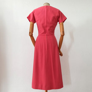 1950s - Elegant Pink Wool Pencil Dress - W25 (64cm)