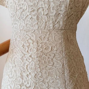 1950s 1960s - Charming Beige Cotton Lace Dress - W29 (74cm)