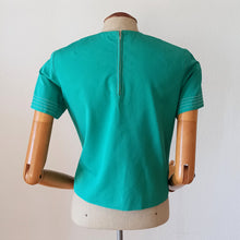 Charger l&#39;image dans la galerie, 1960s - Cute Green Cotton Blouse - W35 (90cm)
