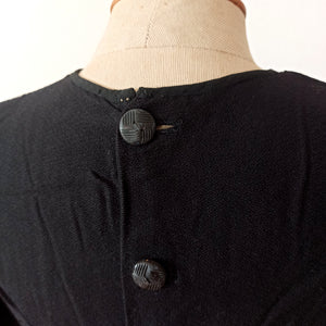 1930s - Superb Black Rayon Wool Dress - W31 (78cm)