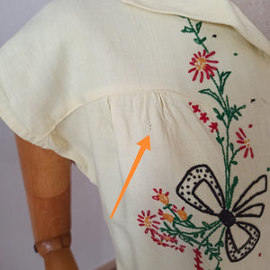 1940s - Ultragorgeous Embroidery Vanilla Rayon Blouse - W31 (78cm)