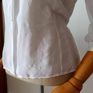 1940s - Exquisite White Rayon Silk Blouse - W41 (104cm)