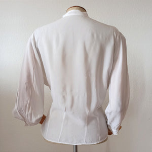 1940s - Exquisite White Rayon Silk Blouse - W41 (104cm)